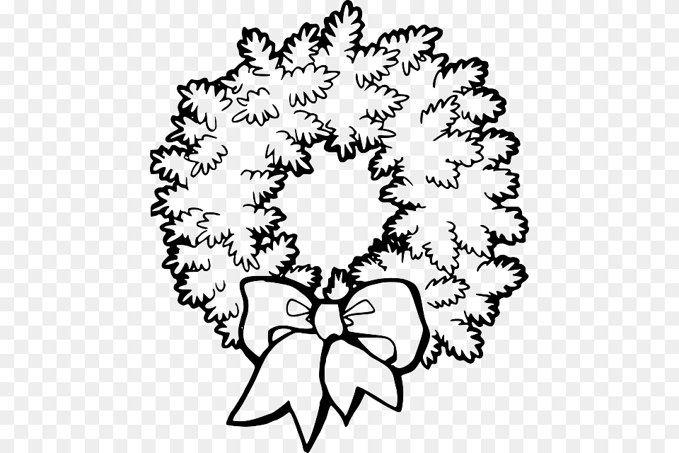Black Green Decorations Wreath Holly Outline Wreath Black And White Clip Art, Pattern, Graphics, Floral Design, Stencil Free Transparent Png