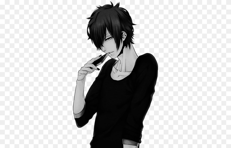 Black Hair And Clothes Anime Guy Anime Boy, Book, Comics, Publication, Adult Free Transparent Png