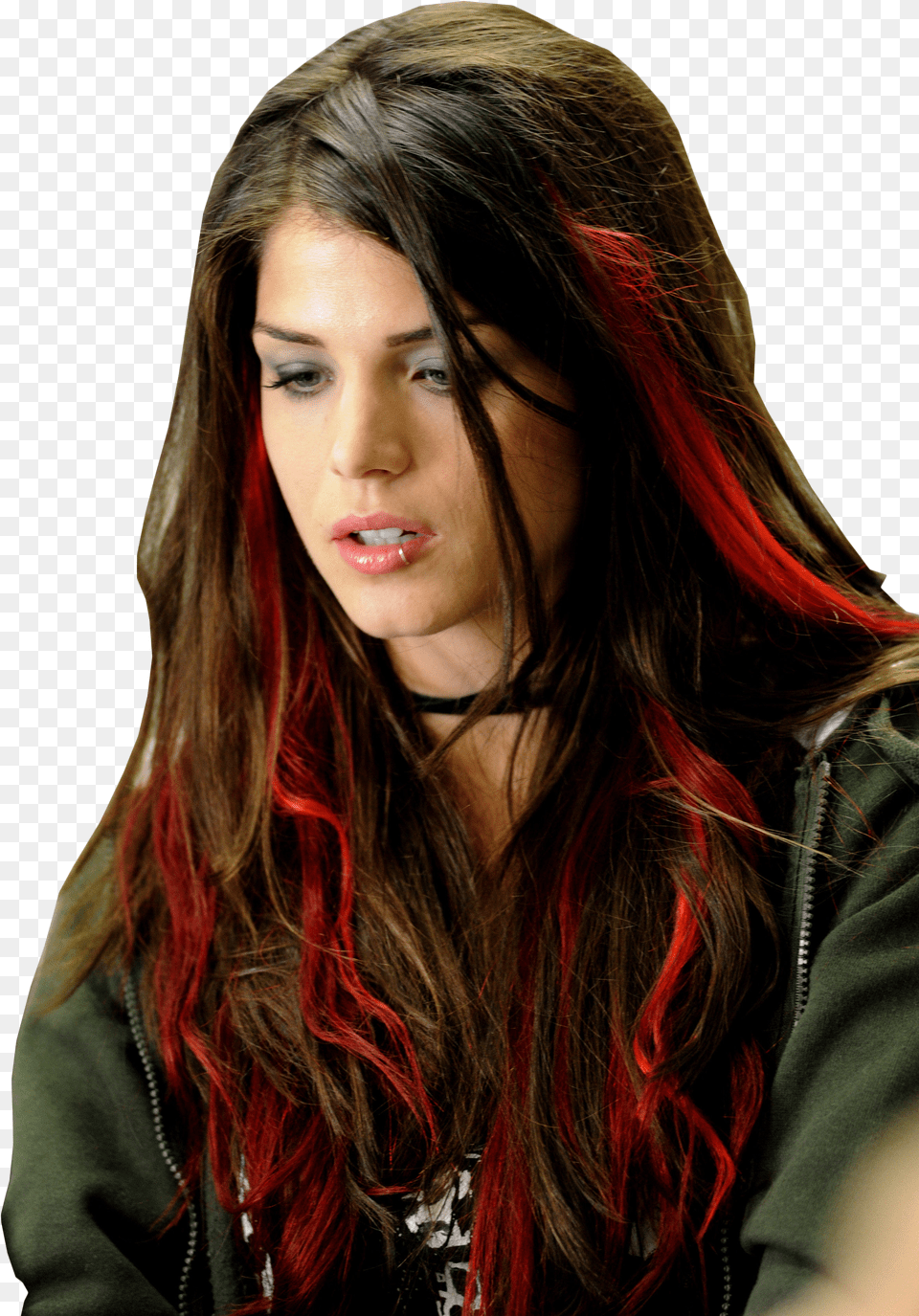 Black Hair Red Streaks Png