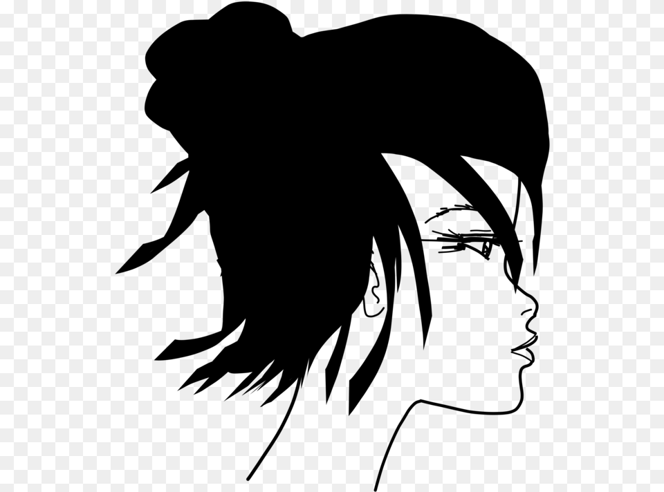 Black Hair Silhouette, Gray Free Transparent Png