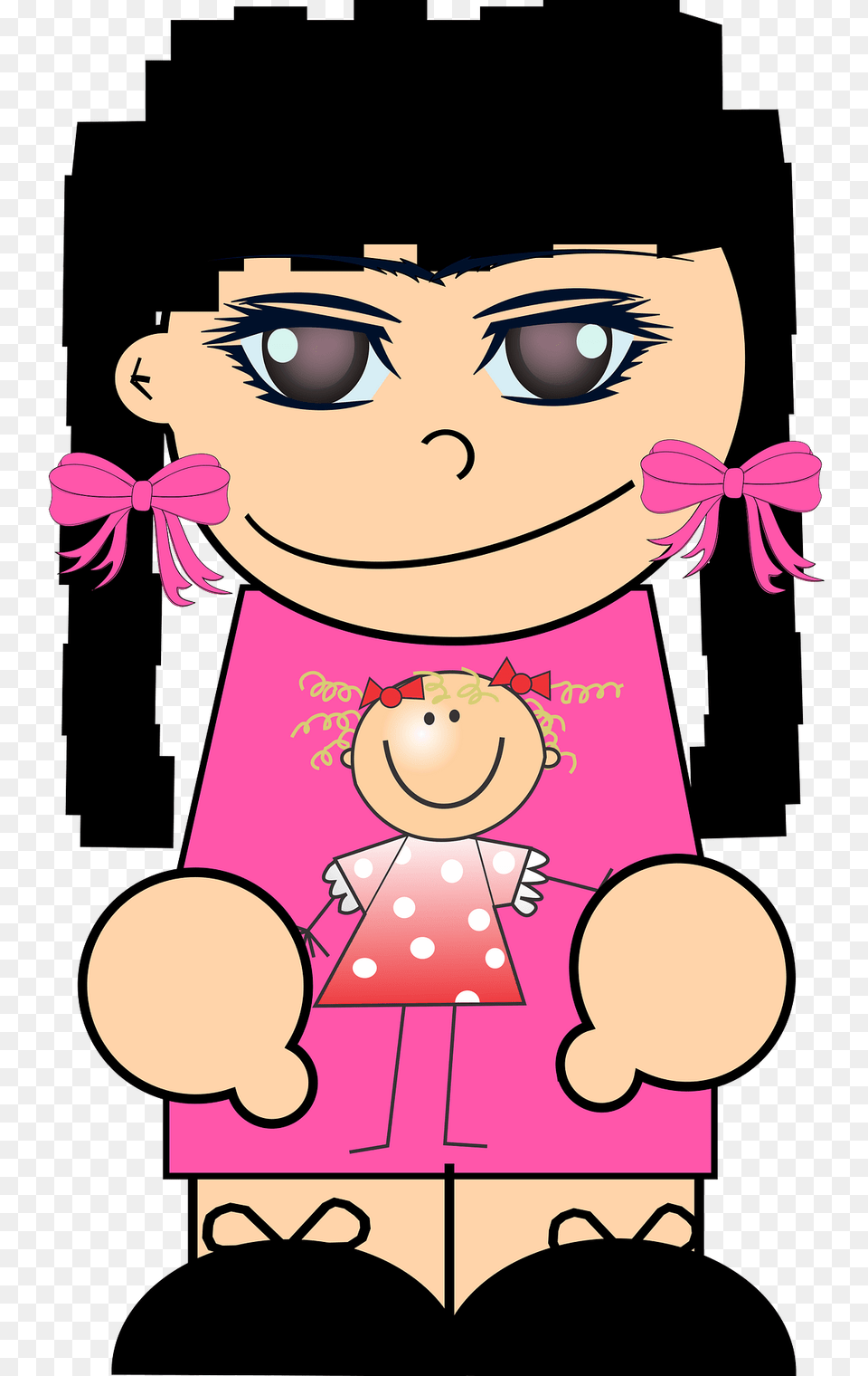 Black Haired Girl In A Pink Dress Clipart, Baby, Person, Book, Comics Free Png Download