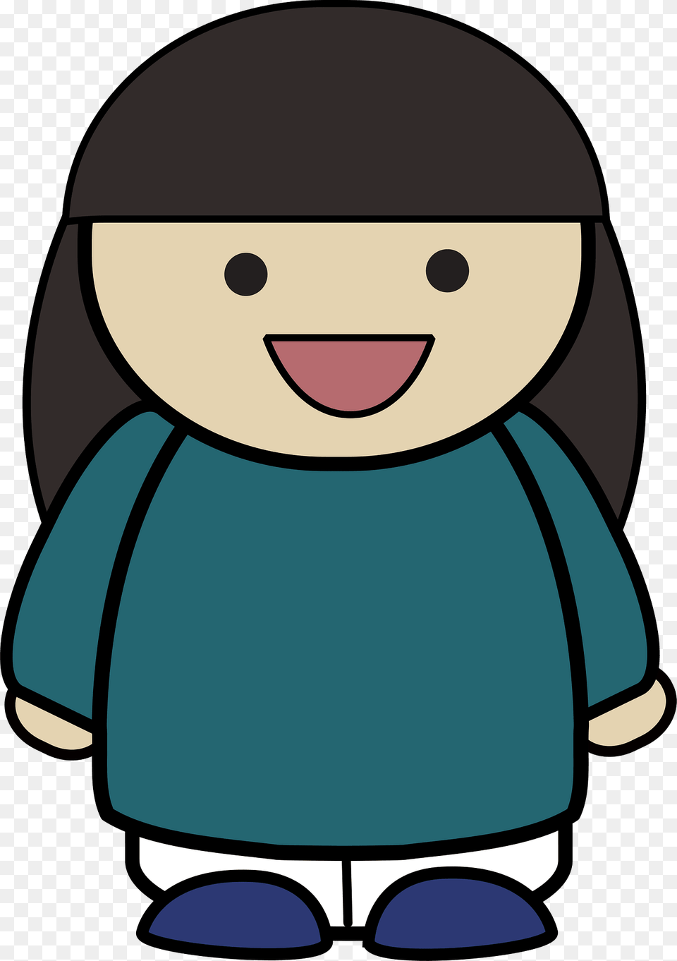 Black Haired Girl In A Teal Shirt Happy Face Front Clipart, Clothing, Hardhat, Helmet Free Transparent Png
