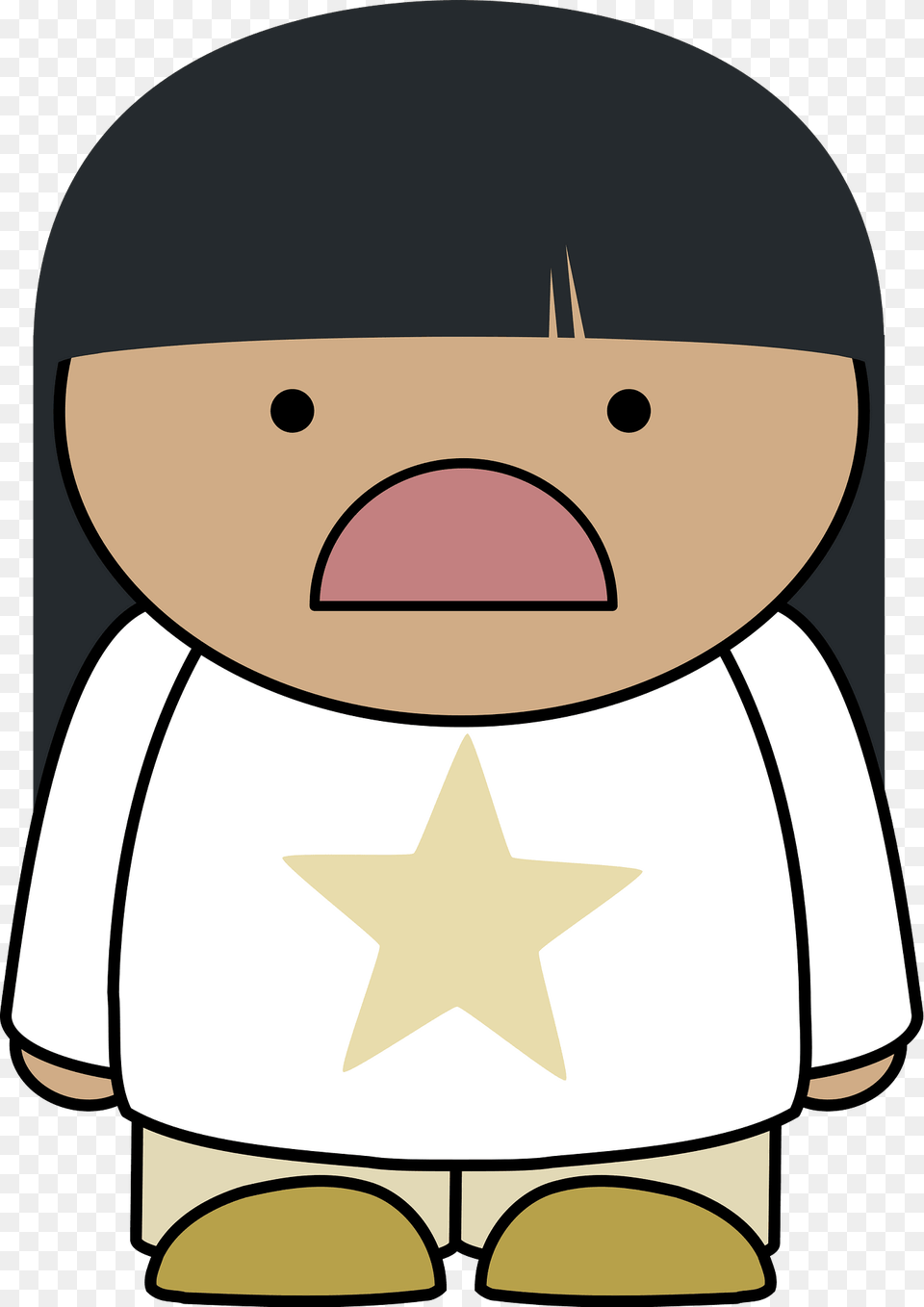 Black Haired Girl In A White Shirt Mad Face Front Clipart, Clothing, Hardhat, Helmet, Symbol Free Png