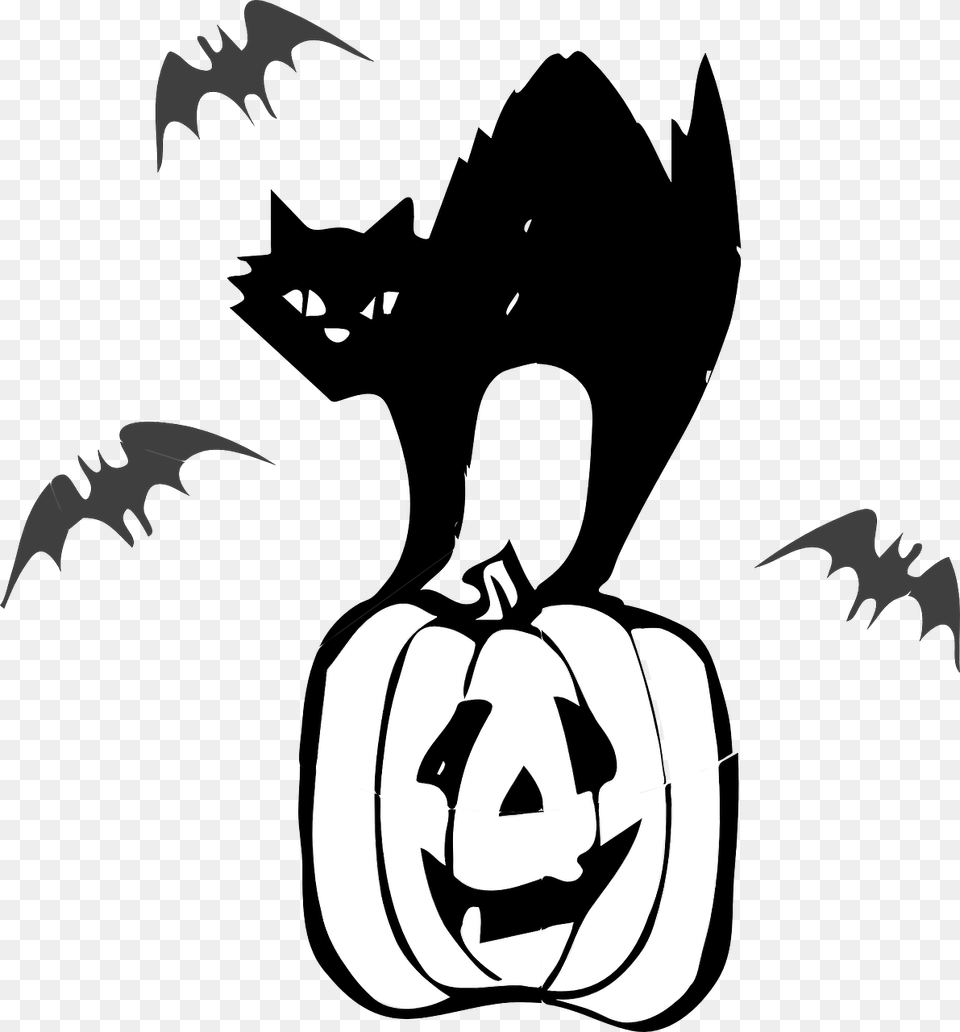 Black Halloween Cat Clipart, Person Png