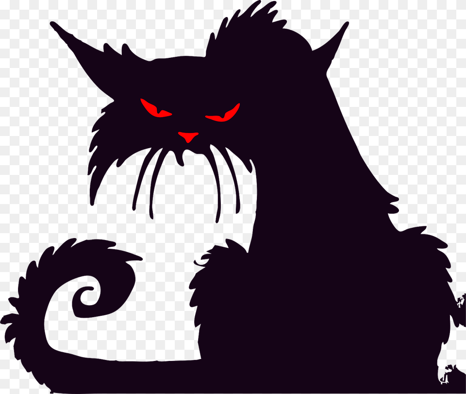 Black Halloween Cat With Red Eyes, Face, Head, Person, Animal Png