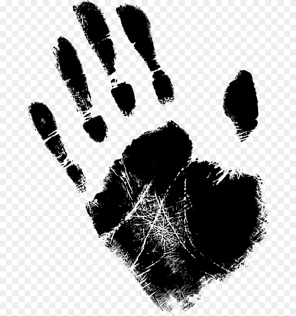 Black Hand Print, Gray Png Image