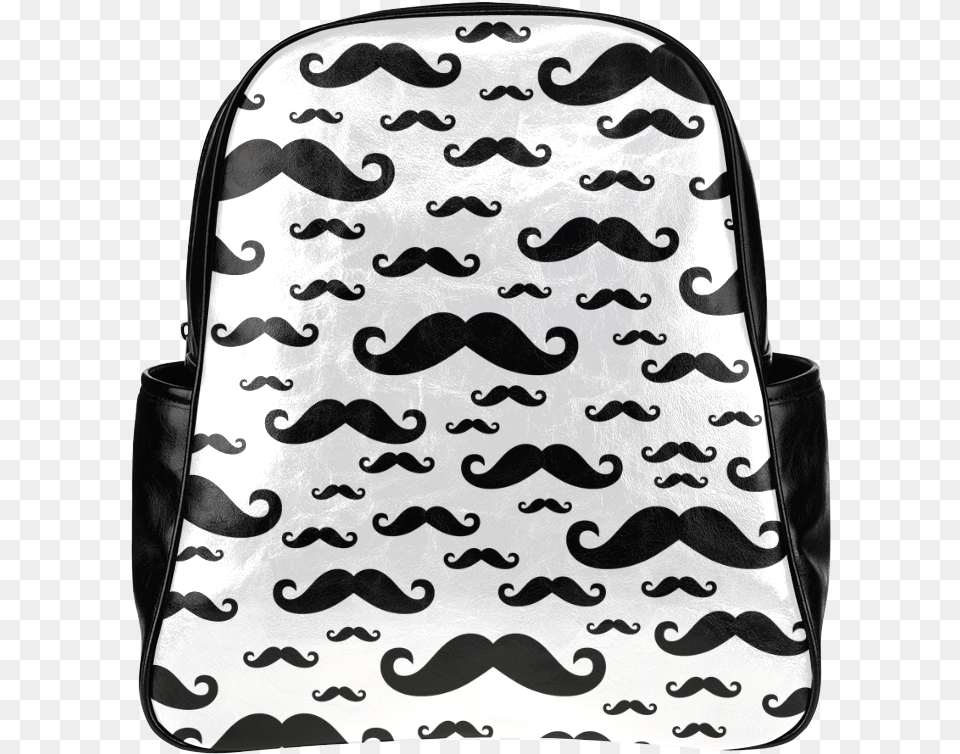 Black Handlebar Mustache Moustache Pattern Multi Pockets Mosstache Bags, Bag, Face, Person, Head Free Png