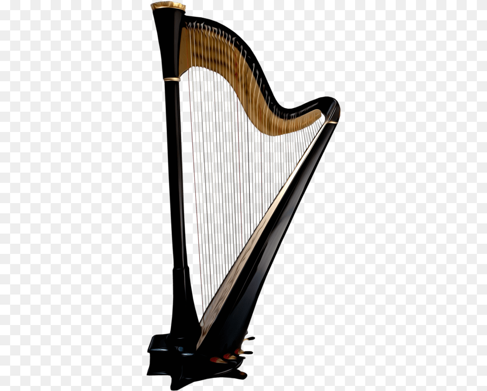 Black Harp Harp Transparent Background, Musical Instrument Png Image