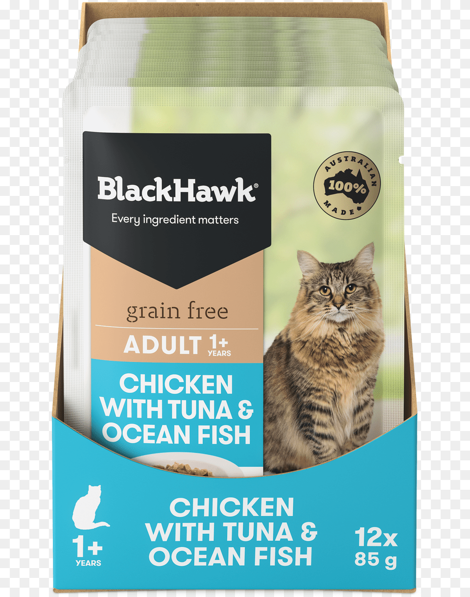Black Hawk Chicken With Tuna Amp Ocean Fish Wet Cat Food Black Hawk Grain Adult Chicken, Advertisement, Animal, Mammal, Pet Free Transparent Png
