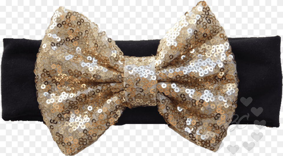 Black Headband With Gold Sequin Bow Headband, Accessories, Formal Wear, Tie, Bow Tie Free Transparent Png