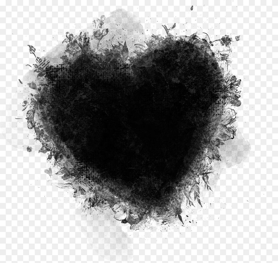 Black Heart Blackheart Shadow Design Flowers Dark Evil Dark Evil Heart, Gray Free Transparent Png