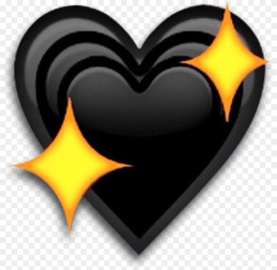 Black Heart Emoji Sparkle Sparkly Sticker Freetoedit Black Heart With Stars Emoji, Logo, Symbol Free Transparent Png