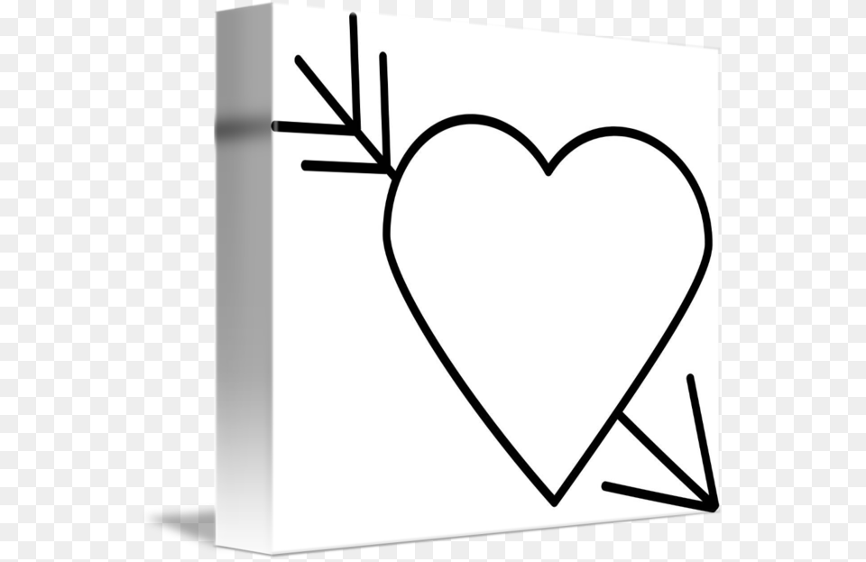 Black Heart Outline With Arrow Through It, Stencil Free Transparent Png