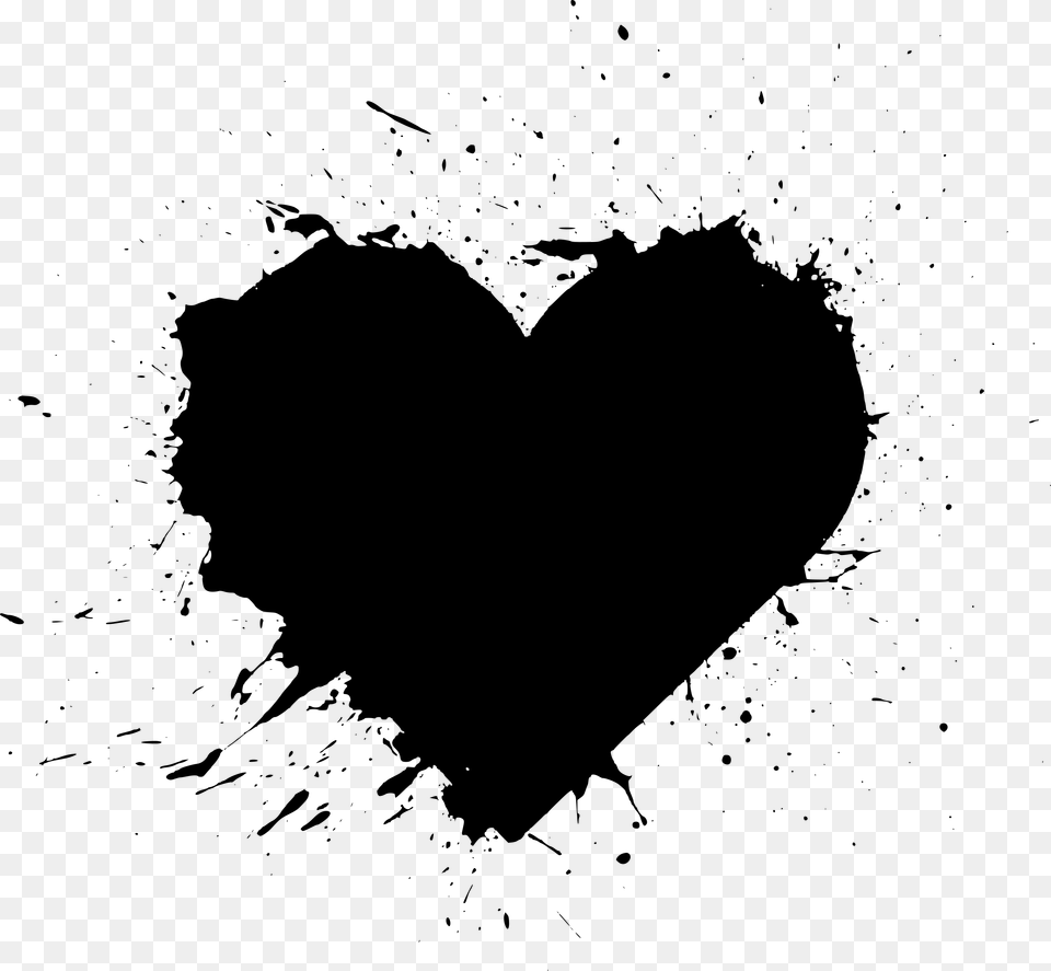 Black Heart Splatter, Gray Free Transparent Png