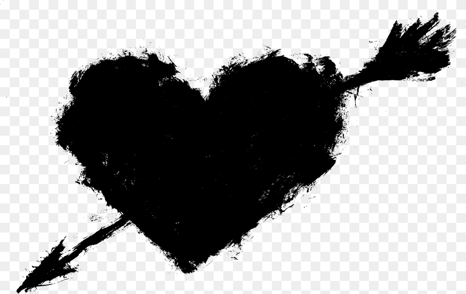 Black Heart Transparent Spray Paint Background Heart, Gray Free Png Download