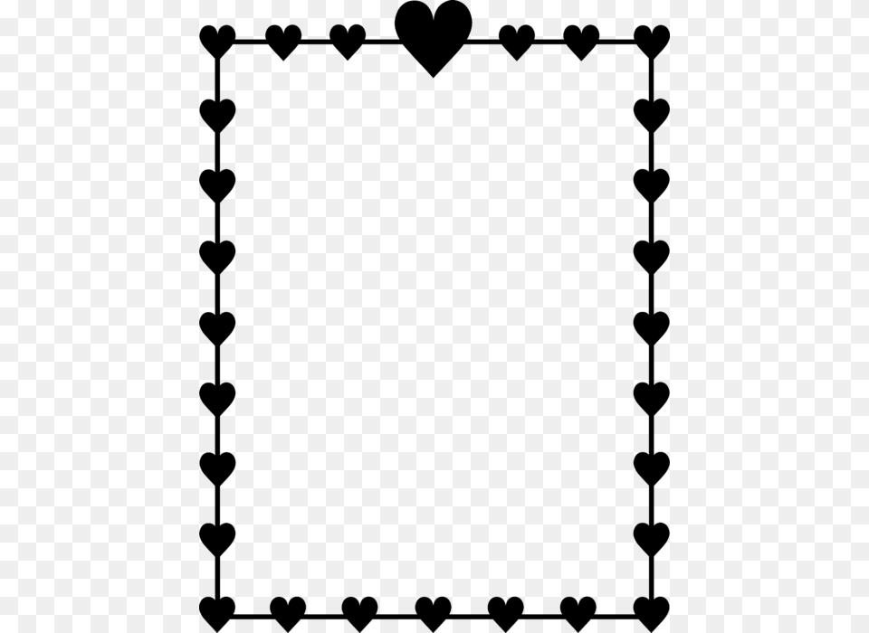 Black Hearts Border Frame Clip Art, Gray Png Image