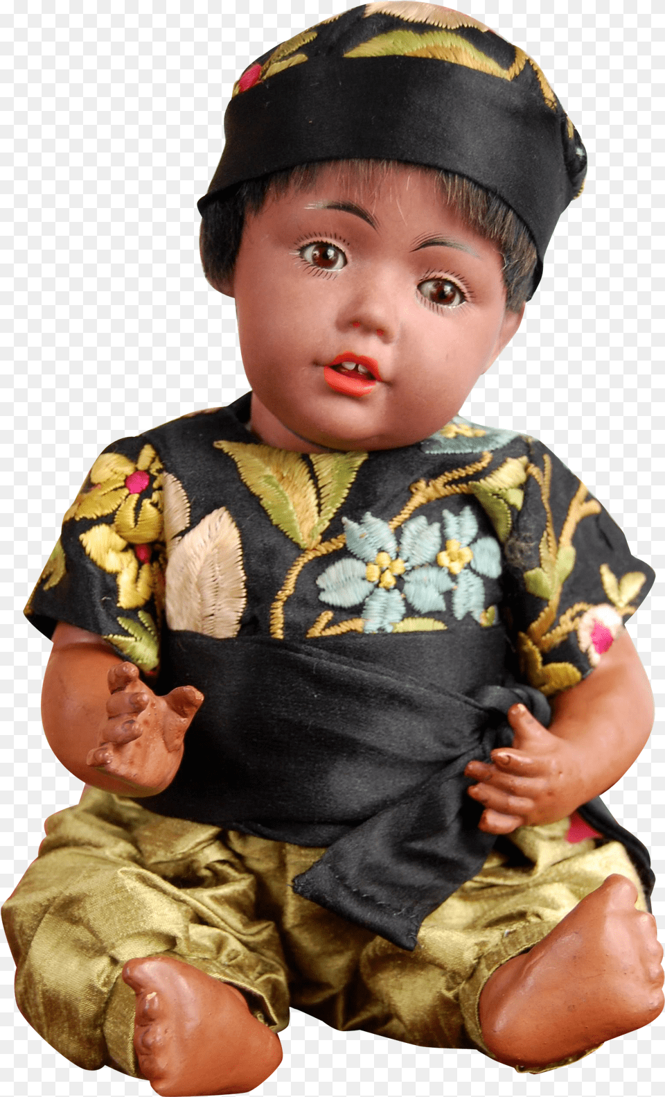 Black Hilda In Silk Brocade Chinese Costume Doll, Toy, Person, Baby, Face Png Image