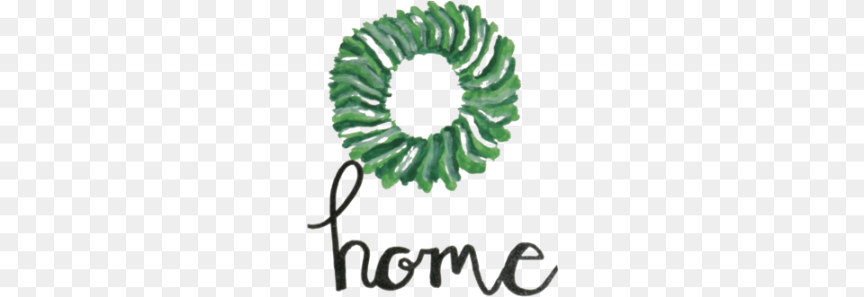 Black Home Lettering And Green Wreath On White Wood Calligraphy, Plant Png Image