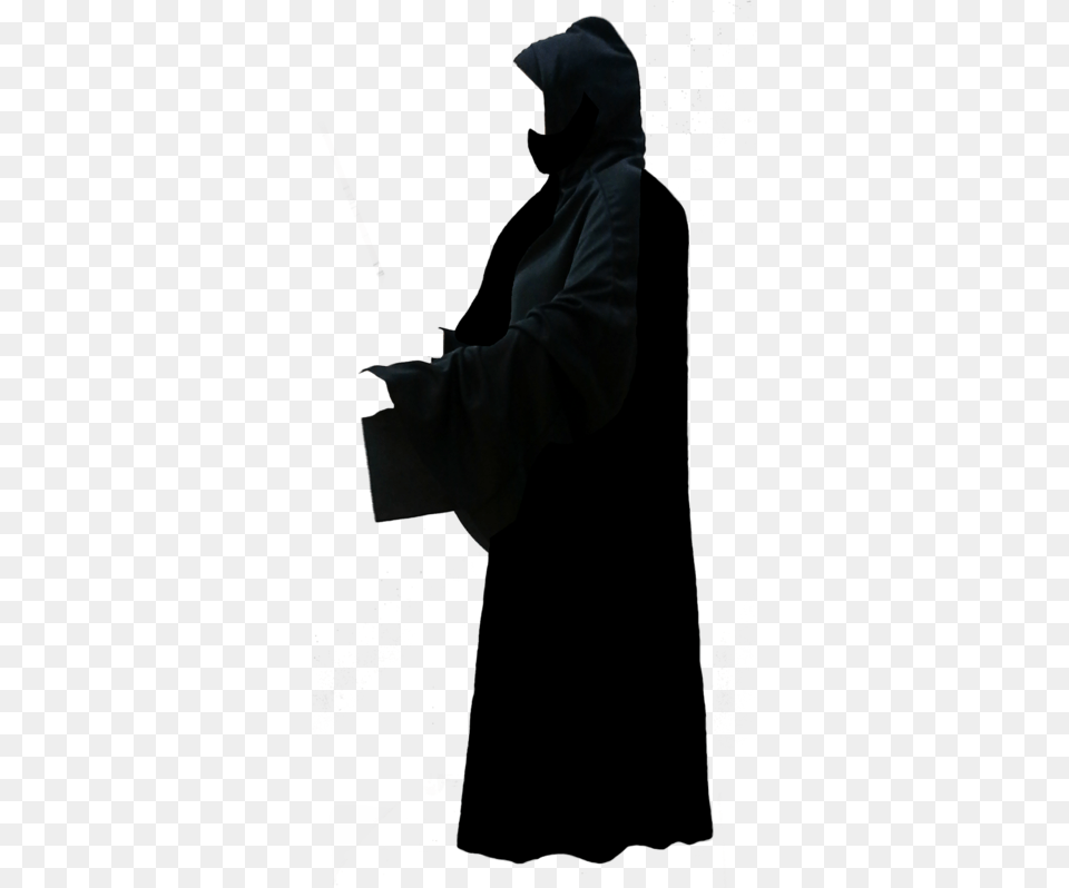 Black Hooded Figure, Clothing, Coat, Fashion, Adult Png Image
