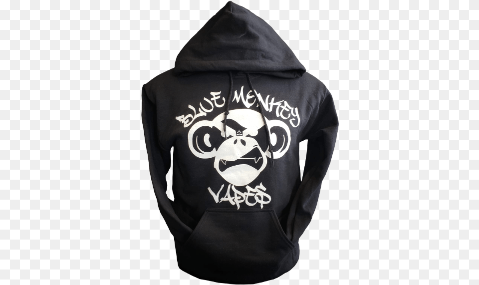 Black Hoodie By Blue Monkey Vapes Blue Monkey Vapes Logo, Clothing, Hood, Knitwear, Sweater Png