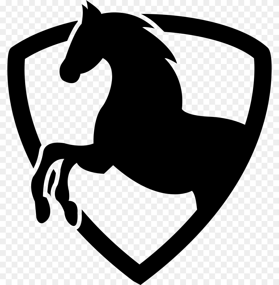 Black Horse Part In A Shield Outline Icon Download, Stencil, Animal, Kangaroo, Mammal Free Transparent Png