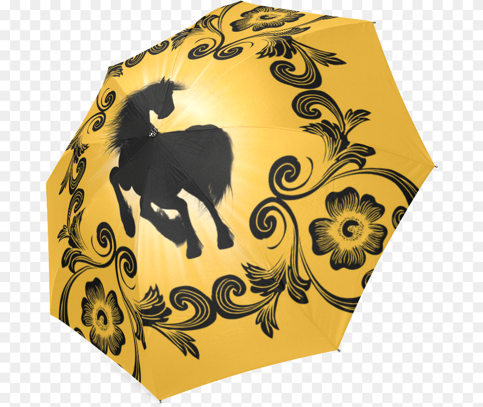 Black Horse Silhouette Foldable Umbrella Indian Elephant, Canopy, Adult, Female, Person Png Image