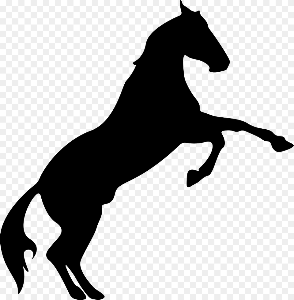 Black Horse Silhouette Rearing, Stencil, Animal, Mammal, Colt Horse Free Png Download