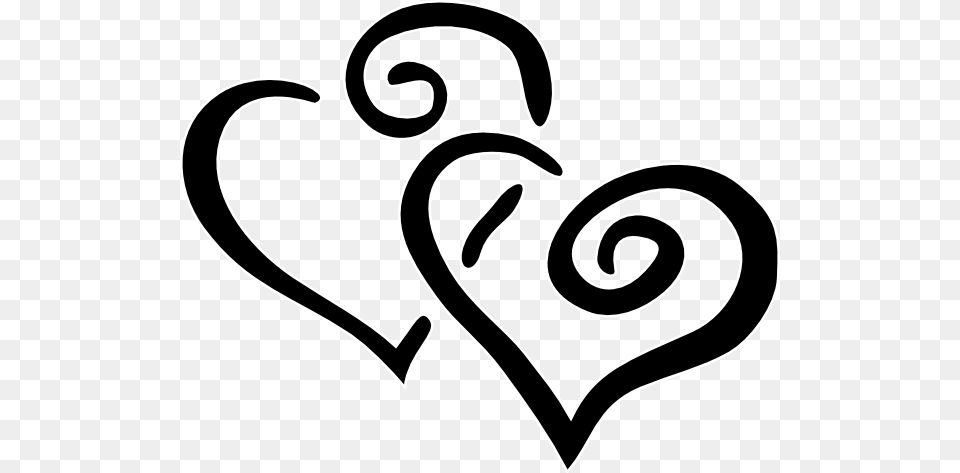 Black Intertwined Hearts Clip Art, Stencil, Heart, Animal, Kangaroo Png