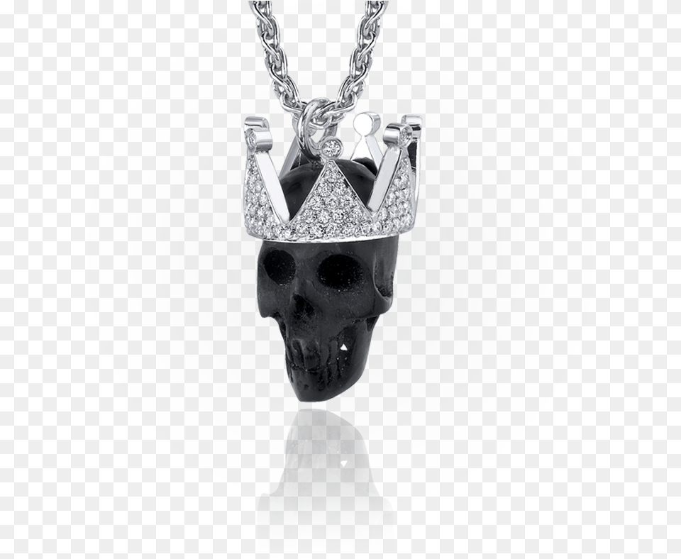 Black Ivory Skull Amp Diamond Crown Pendant Pendant, Accessories, Jewelry, Necklace, Gemstone Free Png Download