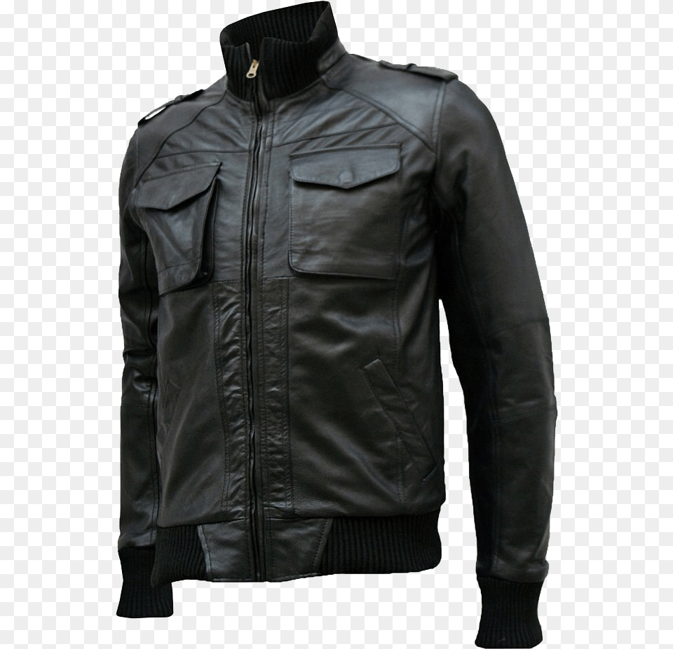 Black Jacket Pic Black Leather Bomber Jackets Mens, Clothing, Coat, Leather Jacket Free Transparent Png