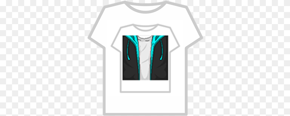 Black Jacket With Cyan Hoodie Roblox Roblox T Shirt Blue Hoodie, Clothing, T-shirt Free Transparent Png