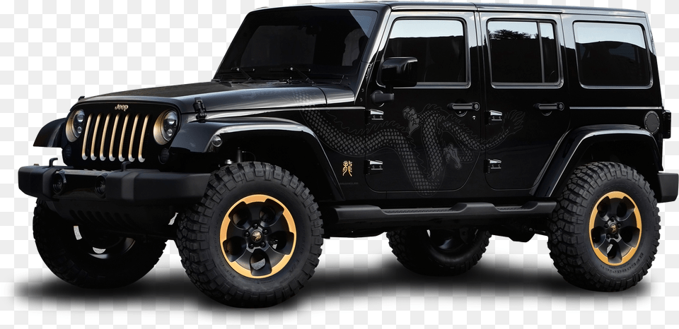 Black Jeep Wrangler Dragon Edition Car Image Pngpix Jeep Brand, Transportation, Vehicle, Machine, Wheel Free Png