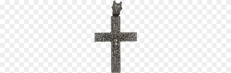 Black Jesus Cross With Full Black Pave Stones Necklace, Symbol Free Transparent Png