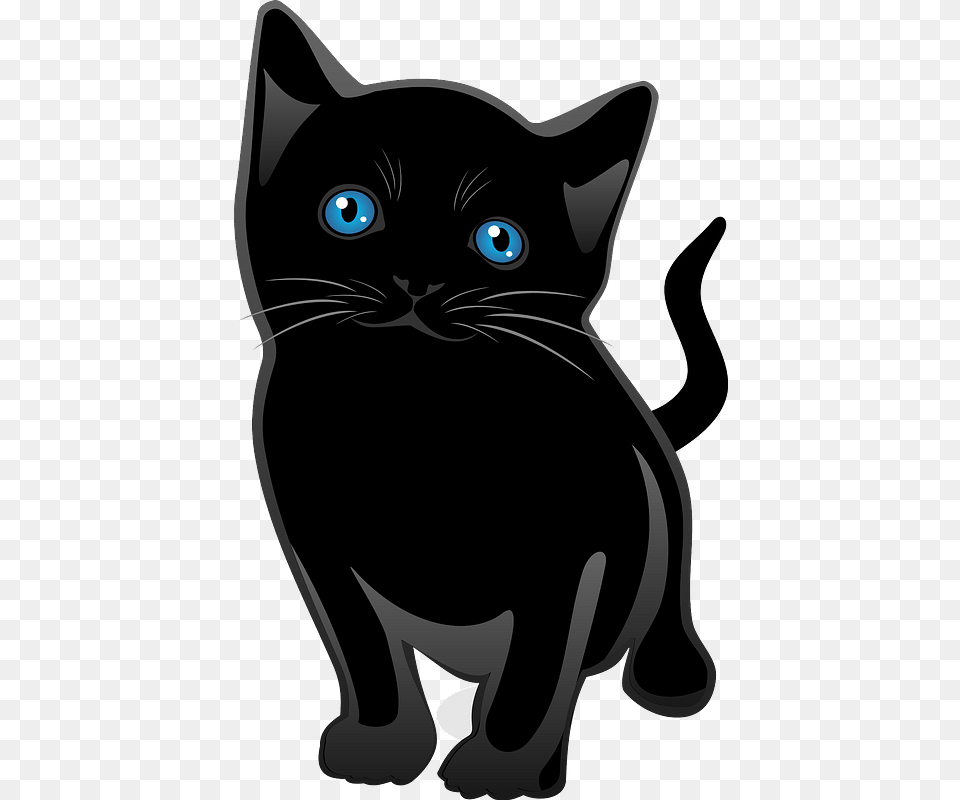 Black Kitten Clipart Cute Black Cat Vector, Animal, Mammal, Pet, Black Cat Png Image