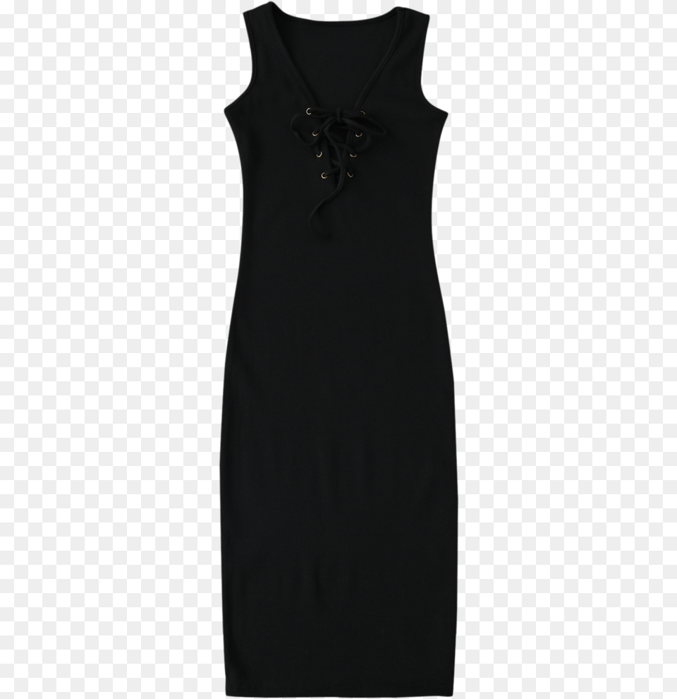 Black Lace Up Ribbed Bodycon Dress Looks Vestido Tubinho Preto Risca De Giz, Clothing, Coat, Fashion, Undershirt Free Png Download