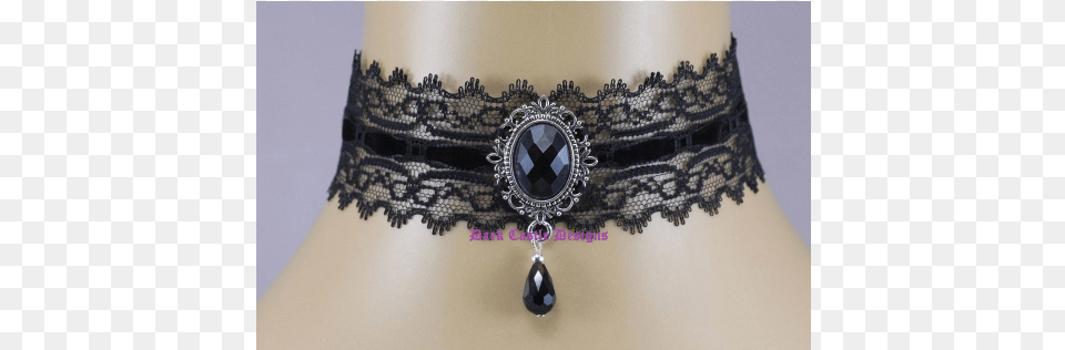 Black Lace Velvet Necklace Choker Glass Jewel Retro, Accessories, Jewelry, Locket, Pendant Free Png