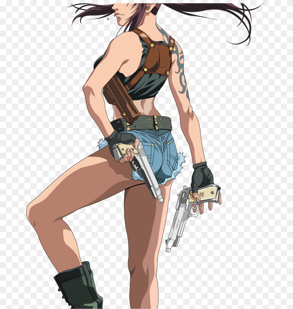 Black Lagoon Revy, Gun, Book, Comics, Weapon Png Image