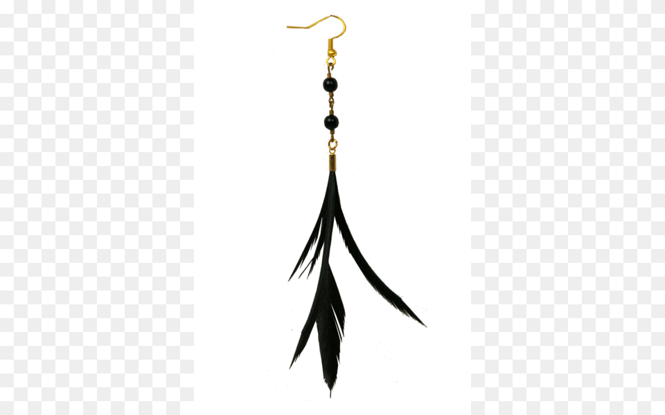 Black Lana Feather Earrings With Black Beads, Accessories, Earring, Jewelry Png Image