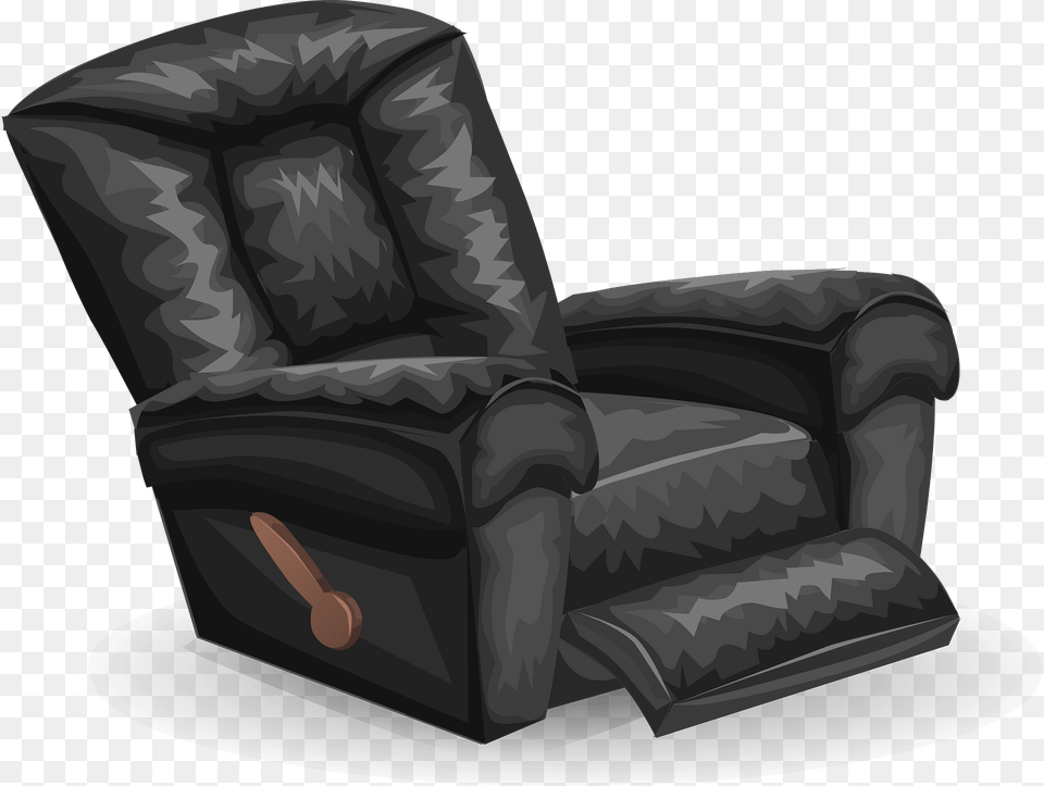 Black Lazy Armchair Clipart, Chair, Furniture, Recliner Png Image