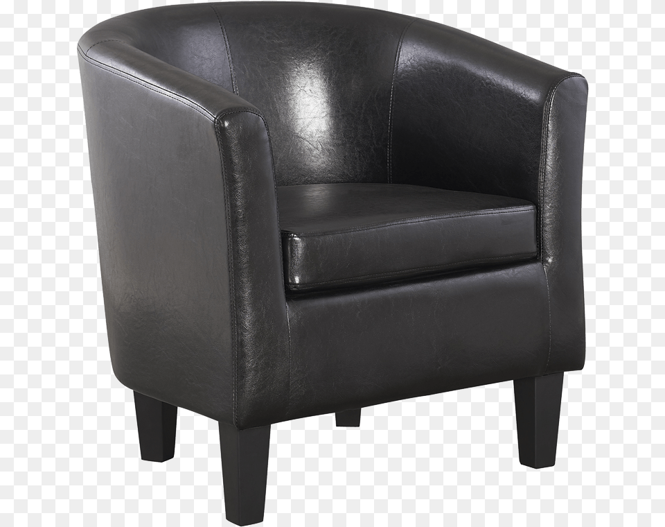 Black Leather Tub Chair Black Background Chair, Furniture, Armchair Png