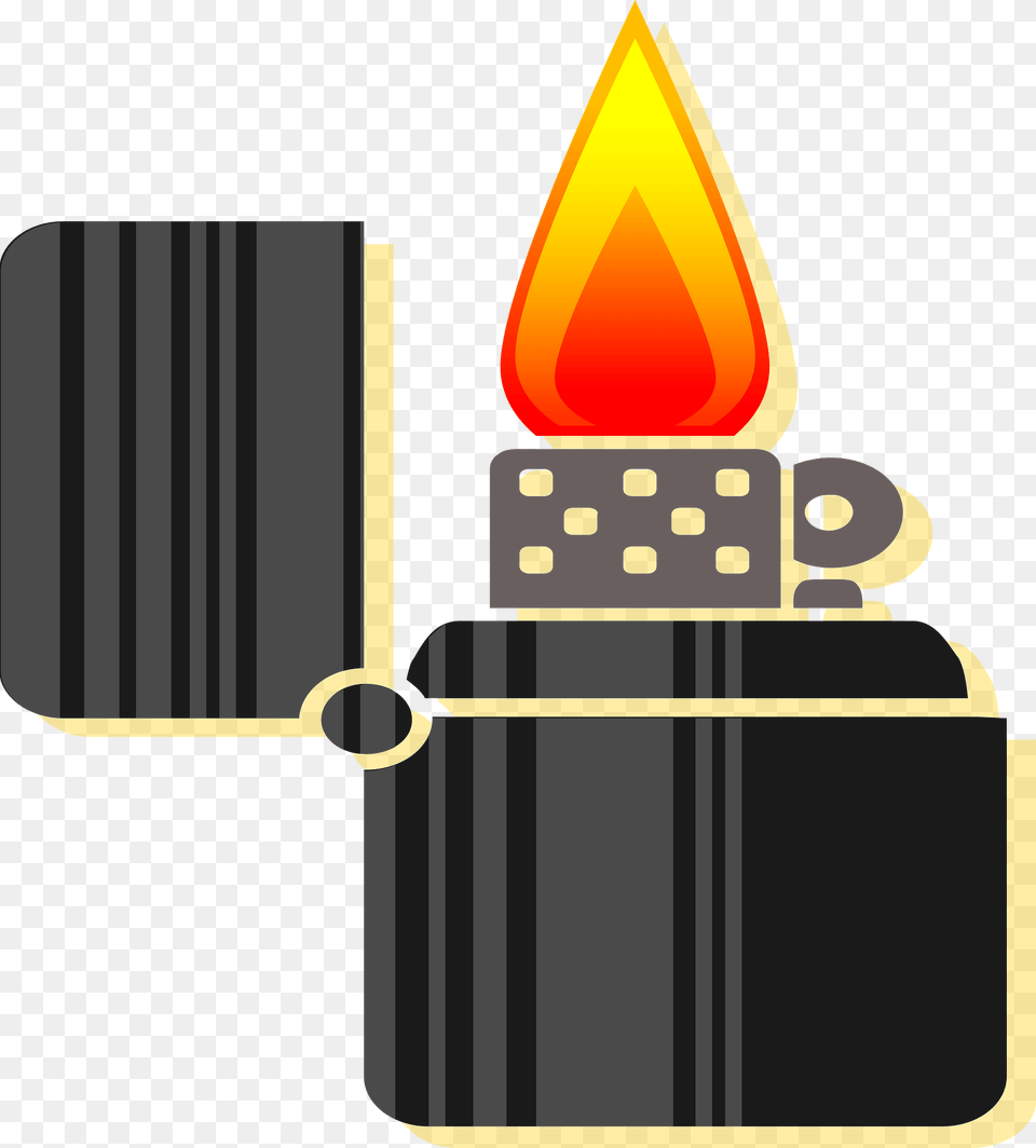 Black Lighter Open And Lit Clipart, Dynamite, Weapon Png Image