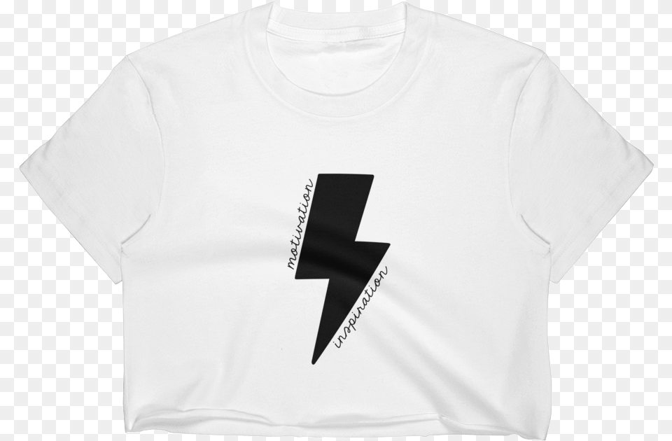 Black Lightning Bolt Motivation Cropped T Shirt Active Shirt, Clothing, T-shirt, Long Sleeve, Sleeve Png