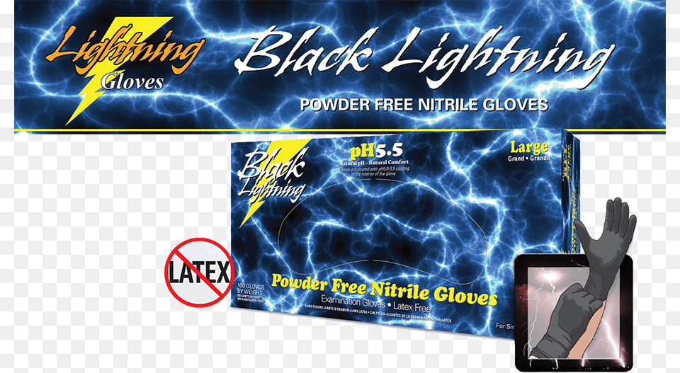 Black Lightning Gloves Black Lightning Bl M Nitrile Gloves Medium, Advertisement, Poster, Book, Publication Free Transparent Png