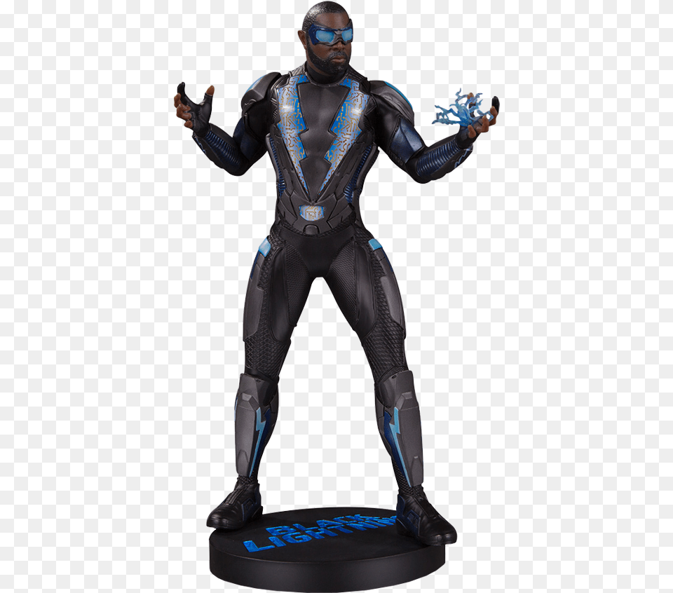 Black Lightning Statue, Adult, Male, Man, Person Png Image