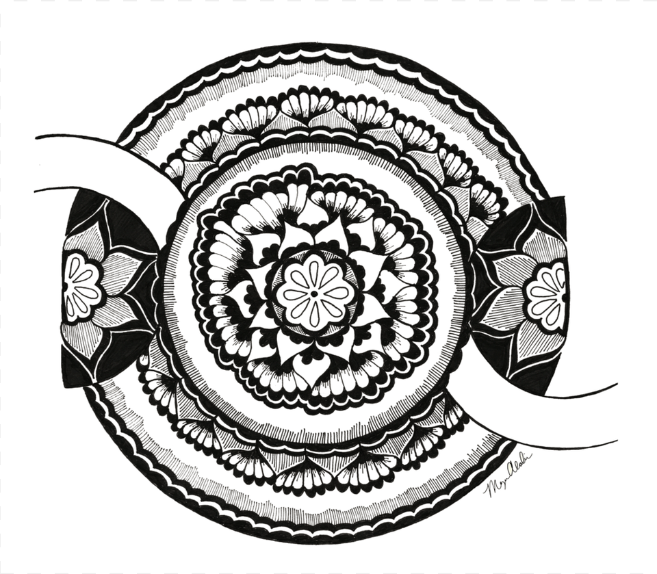 Black Lilly, Art, Doodle, Drawing, Plate Png Image