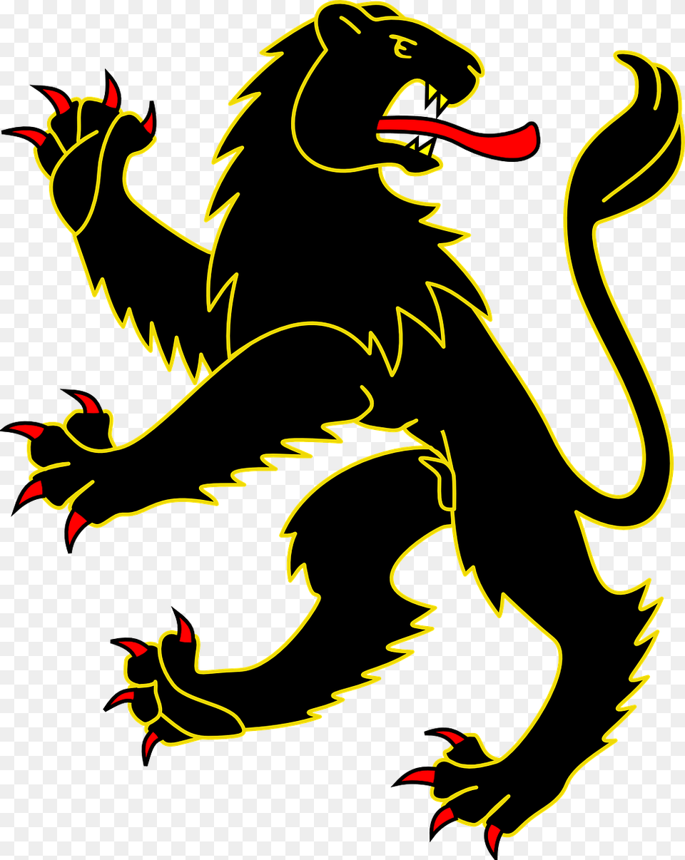 Black Lion Coat Of Arms, Dragon, Person Free Png Download