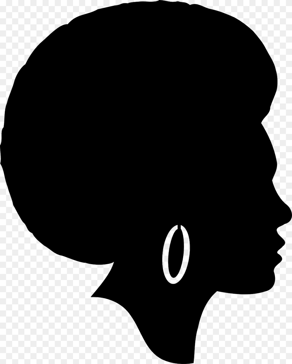 Black Man Afro Silhouette, Gray Free Transparent Png