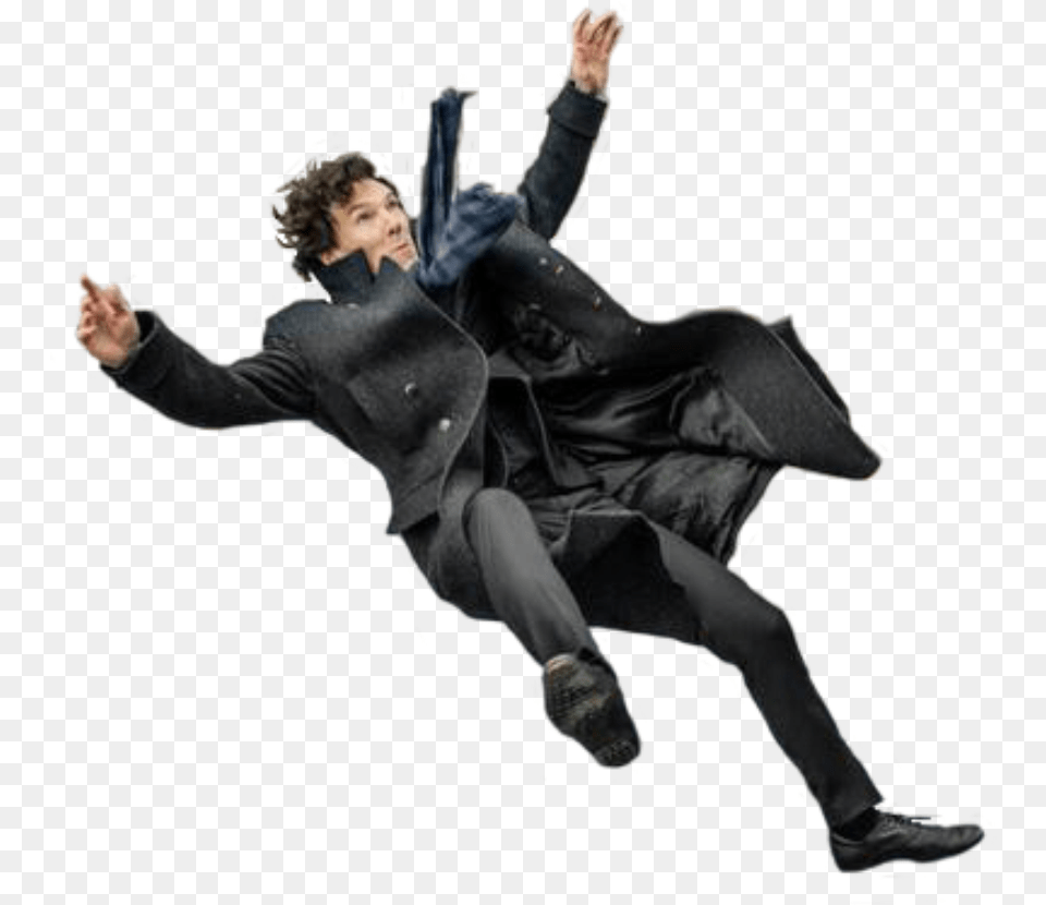 Black Man Falling Wearing Coat Shoes Sherlock Falling, Dancing, Leisure Activities, Person, Clothing Free Png