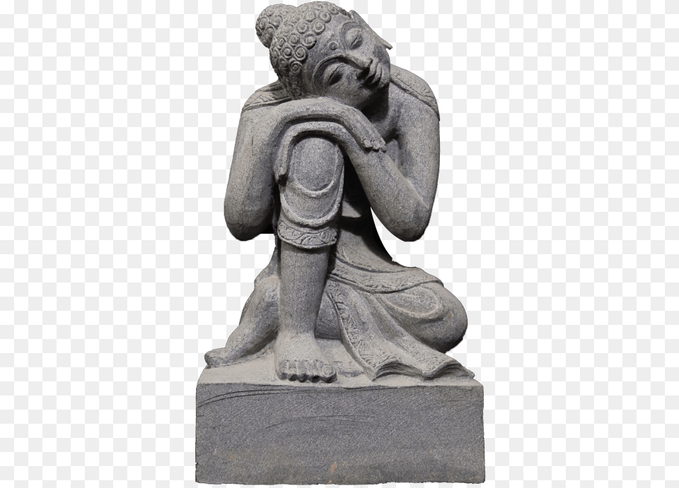 Black Marble Statue Of Budhha In Sleepy Pose Statue, Archaeology, Person, Kneeling, Figurine Free Png
