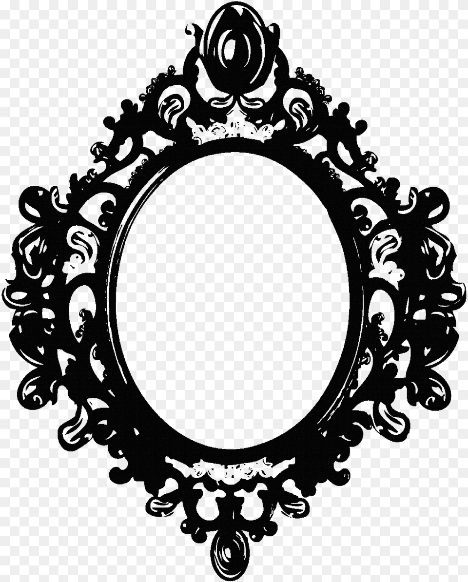 Black Mirror Frame, Oval Png